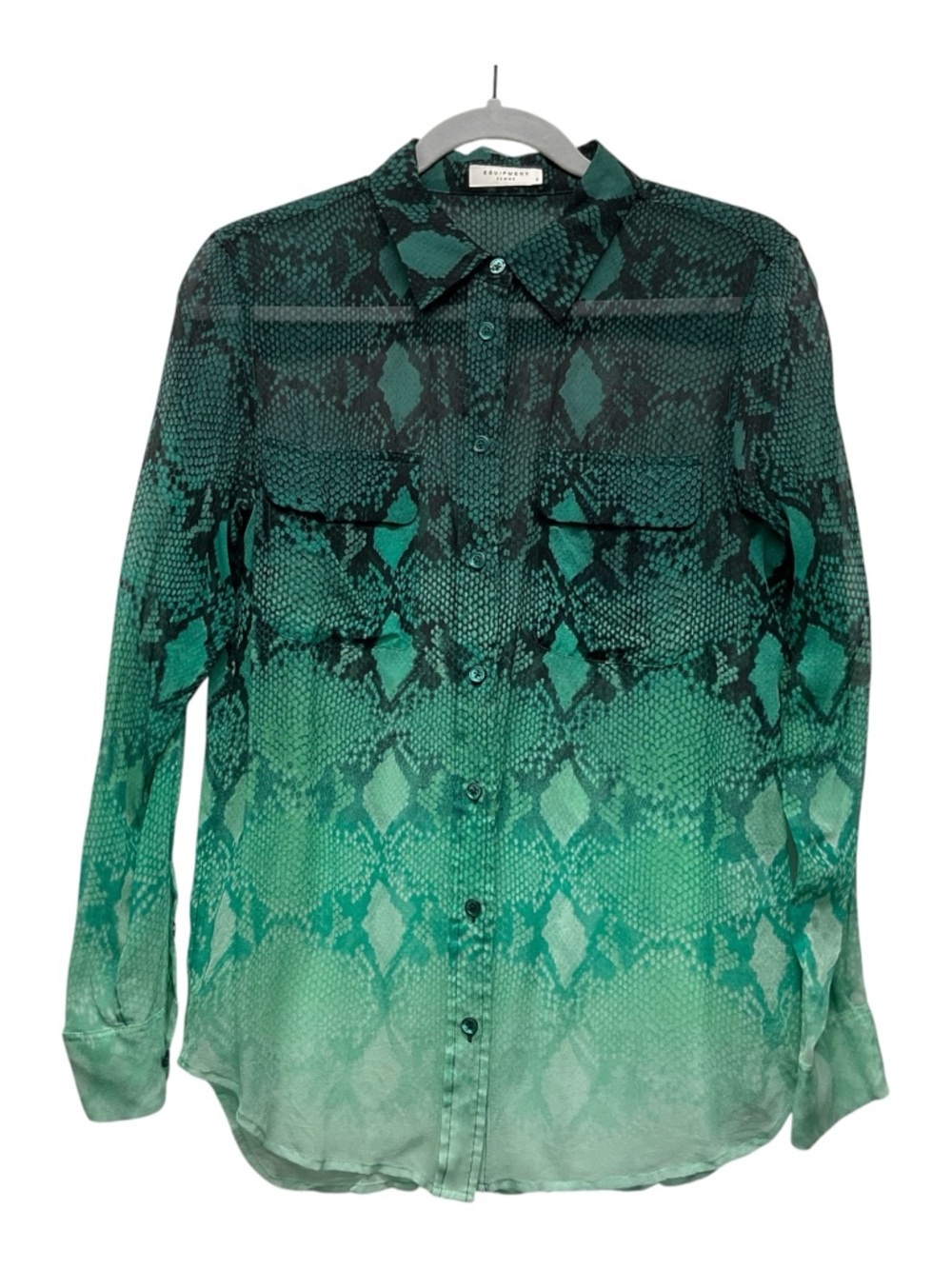 Equipment Femme Silk Blouse in Ombre Sheer Snake Print Size S Edgy Colorful